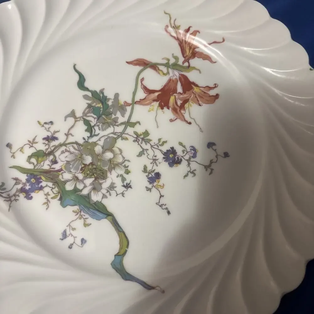 Haviland Limoges France Fleurs et Fruits De Saxe Porcelain Salad Plates Set of 3